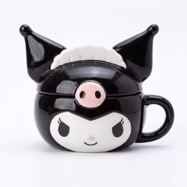 ماگ سرامیکی درب‌دار طرح کورومی (Kuromi) مدل لایف استایل فانتزی