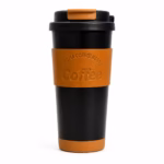 تراول ماگ چرمی طرح Coffee (دو رنگ کرم و مشکی)