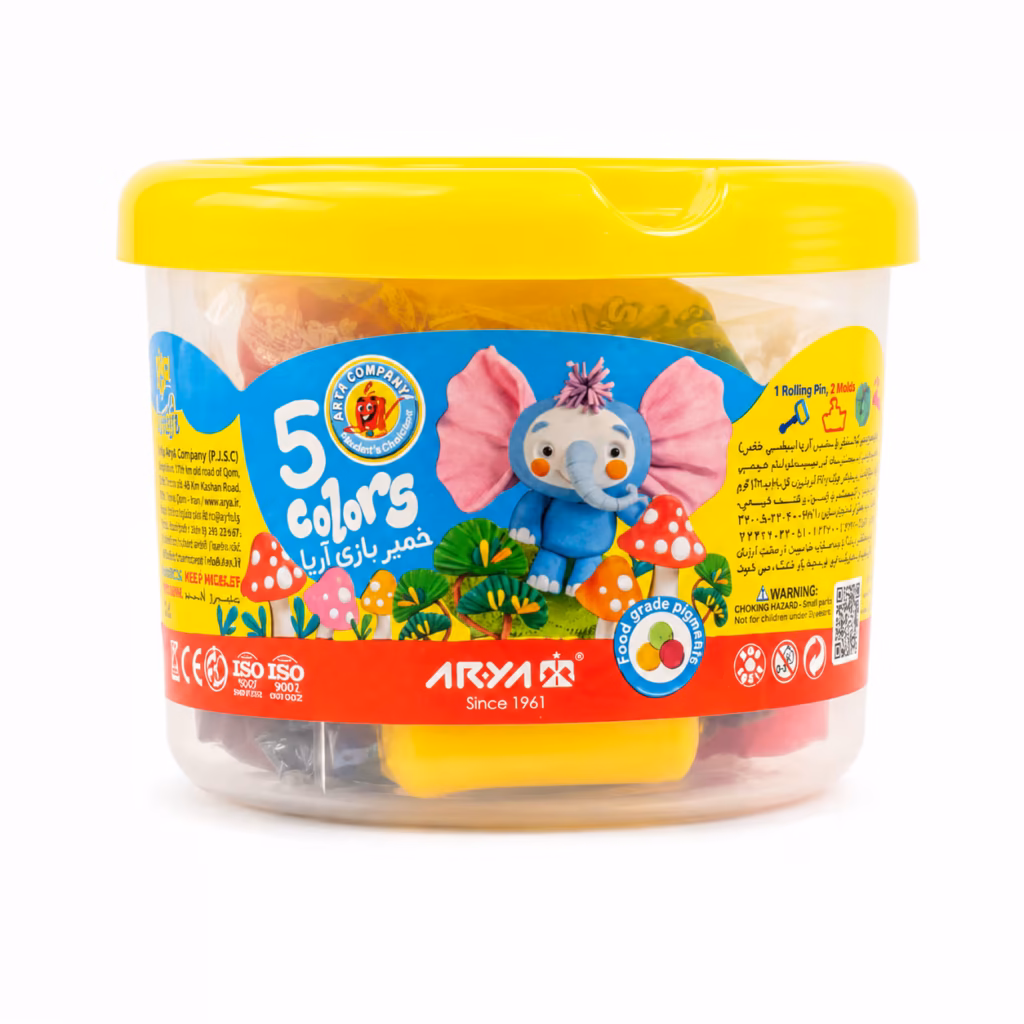 خمیر بازی سطلی ۵ رنگ آریا (Arya Play Dough)